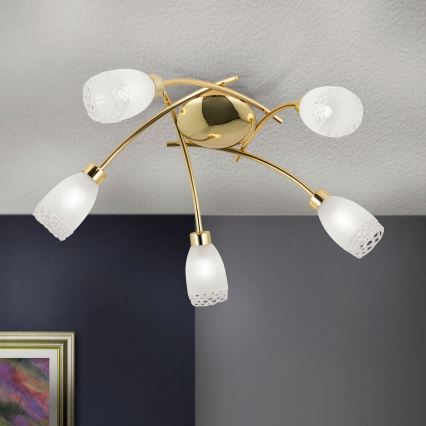 Lámpara de techo de montaje en superficie CARLA 5xG9/28W/230V dorada