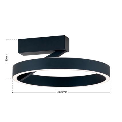 Luminaria LED de techo KOLK, 40 W, 230 V, 2700/3000/4000 K, diámetro 40 cm, negro