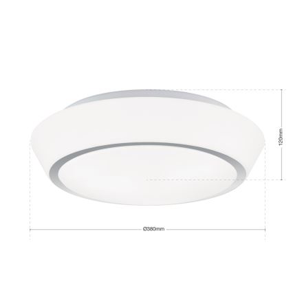 Lámpara de techo para baño TENA 3x E27 60 W 230 V Ø 38 cm IP44 blanca