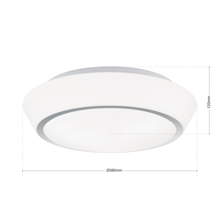 Lámpara de techo para baño TENA 3x E27 60 W 230 V Ø 38 cm IP44 blanca