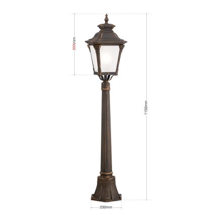 Lámpara exterior AIKO 1xE27/60W/230V 115 cm IP23 bronce/pátina