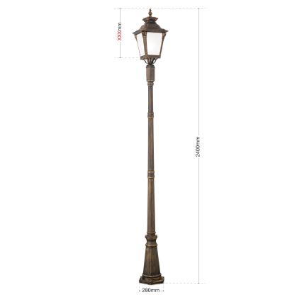 Lámpara exterior AIKO 1xE27/60W/230V 240 cm IP23 bronce/pátina