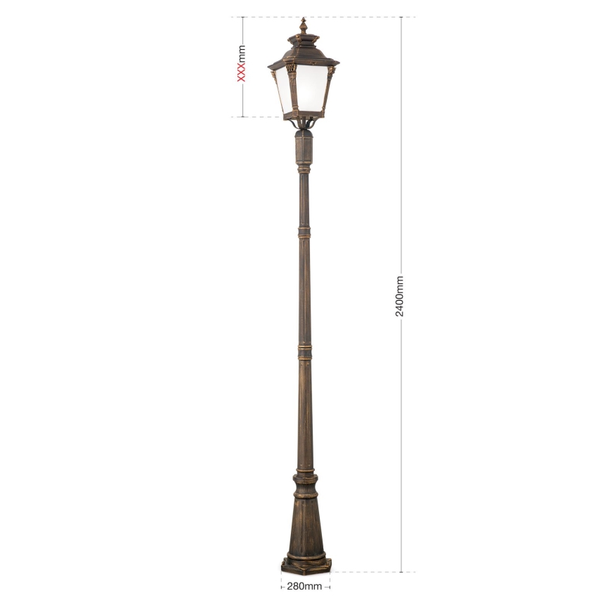 Lámpara exterior AIKO 1xE27/60W/230V 240 cm IP23 bronce/pátina