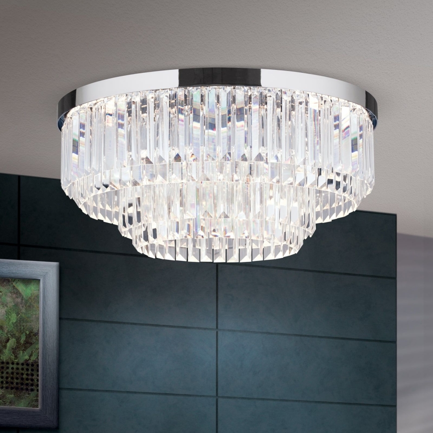 Lámpara de techo de cristal LED regulable PRISM LED/80W/230V diámetro 55 cm cromo brillante