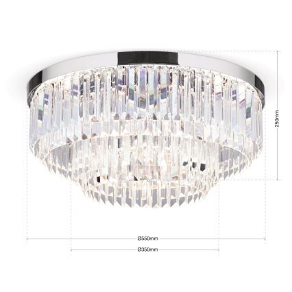 Lámpara de techo de cristal LED regulable PRISM LED/80W/230V diámetro 55 cm cromo brillante