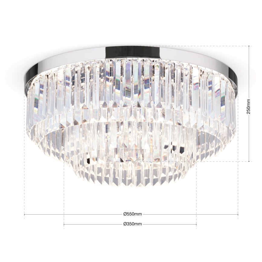 Lámpara de techo de cristal LED regulable PRISM LED/80W/230V diámetro 55 cm cromo brillante