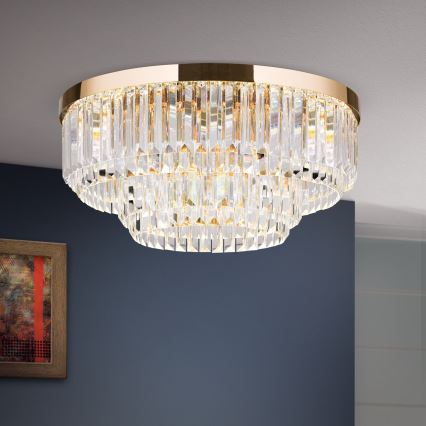 Lámpara de techo de cristal regulable LED PRISM LED/80W/230V diámetro 55 cm oro 24K