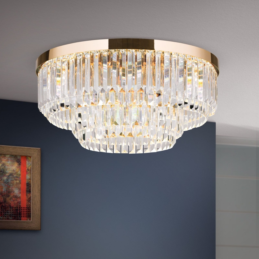 Lámpara de techo de cristal regulable LED PRISM LED/80W/230V diámetro 55 cm oro 24K
