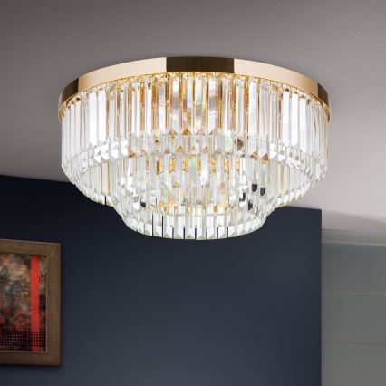 Lámpara de techo de cristal regulable LED PRISM LED/80W/230V diámetro 55 cm oro 24K