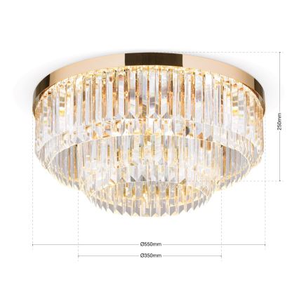 Lámpara de techo de cristal regulable LED PRISM LED/80W/230V diámetro 55 cm oro 24K