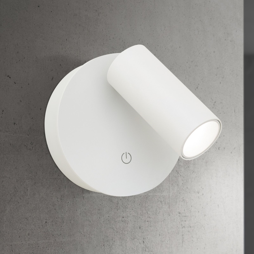 Foco de pared LED recargable y regulable con control táctil LUXY LED/1W/5V 2200 mAh 2700/3000/4000K blanco