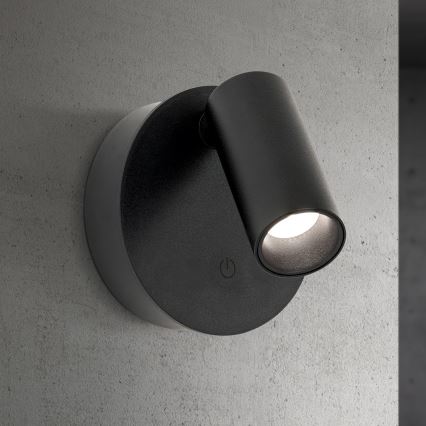 Foco de pared LED recargable y regulable con control táctil LUXY LED/1W/5V 2200 mAh 2700/3000/4000K negro