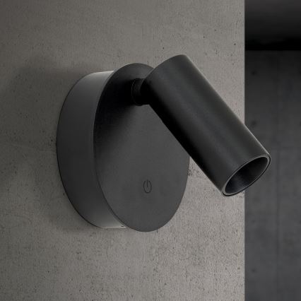 Foco de pared LED recargable y regulable con control táctil LUXY LED/1W/5V 2200 mAh 2700/3000/4000K negro