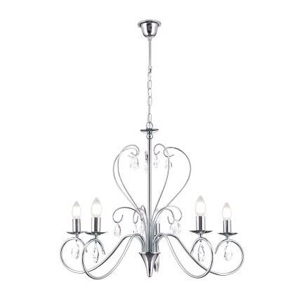 Lámpara colgante de cristal ALESSIA 5xE14/40W/230V cromo brillante