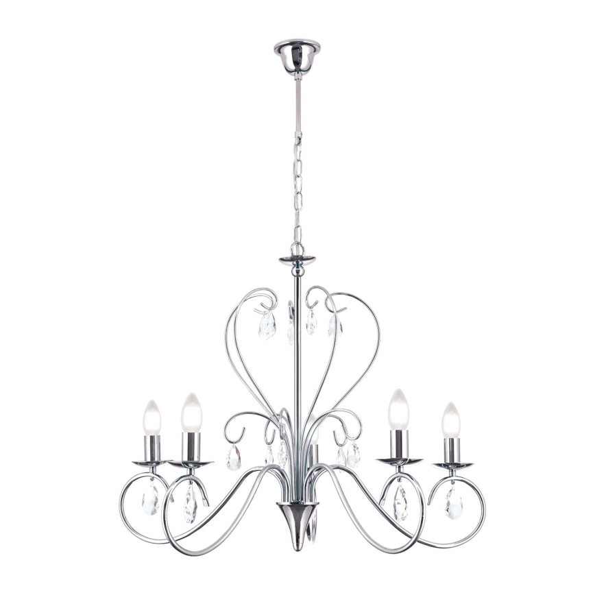 Lámpara colgante de cristal ALESSIA 5xE14/40W/230V cromo brillante