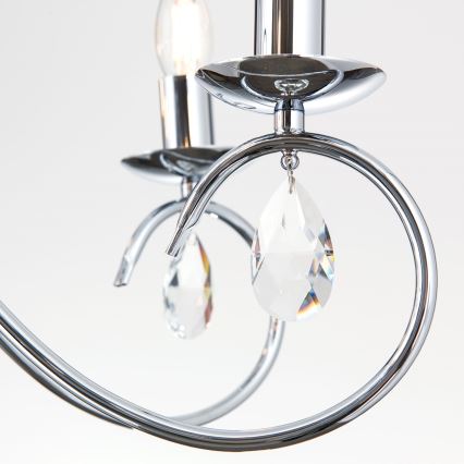 Lámpara colgante de cristal ALESSIA 5xE14/40W/230V cromo brillante