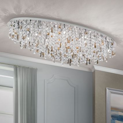 Plafón de cristal CRYSTALRIVER 21xG9/40W/230V cromo brillante