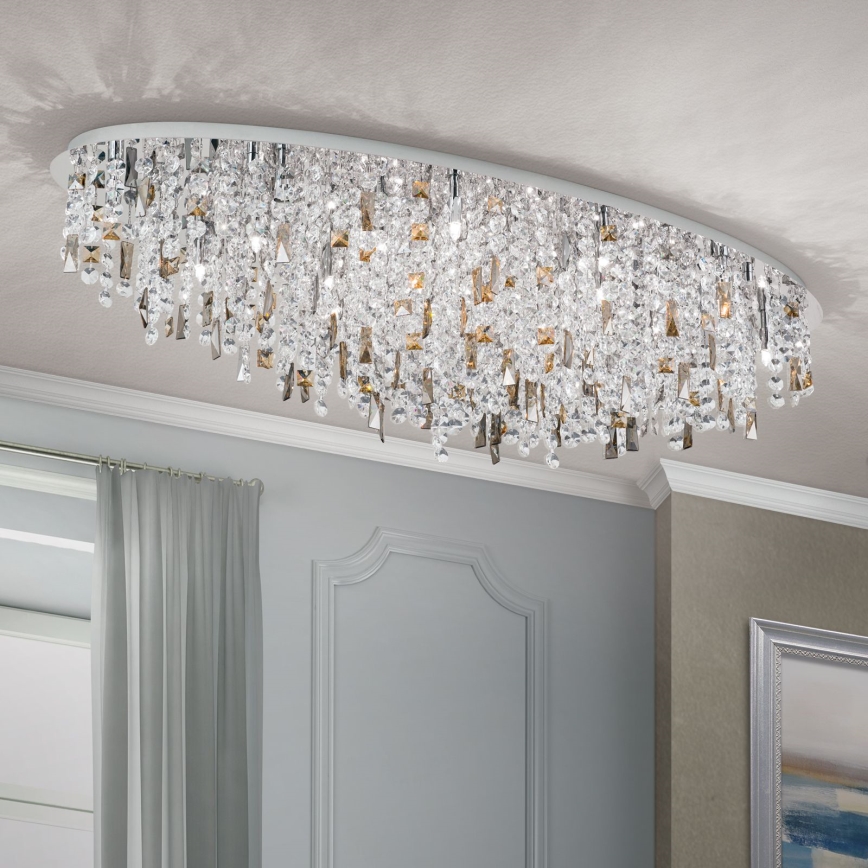 Plafón de cristal CRYSTALRIVER 21xG9/40W/230V cromo brillante