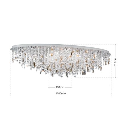 Plafón de cristal CRYSTALRIVER 21xG9/40W/230V cromo brillante