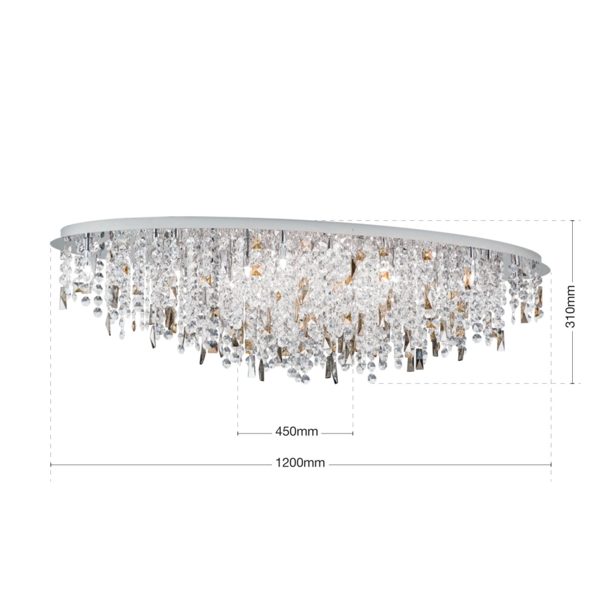 Plafón de cristal CRYSTALRIVER 21xG9/40W/230V cromo brillante