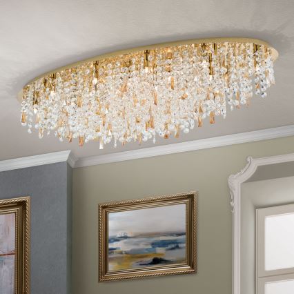 Plafón de cristal CRYSTALRIVER 21xG9/40W/230V dorado