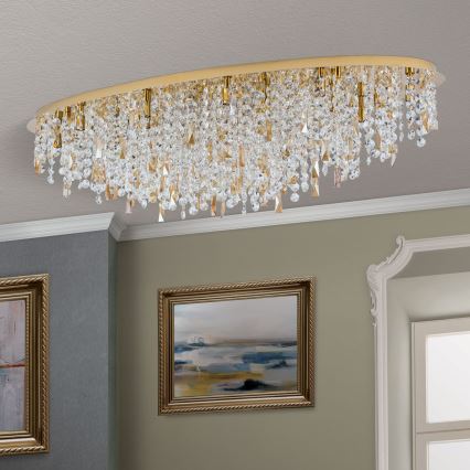 Plafón de cristal CRYSTALRIVER 21xG9/40W/230V dorado