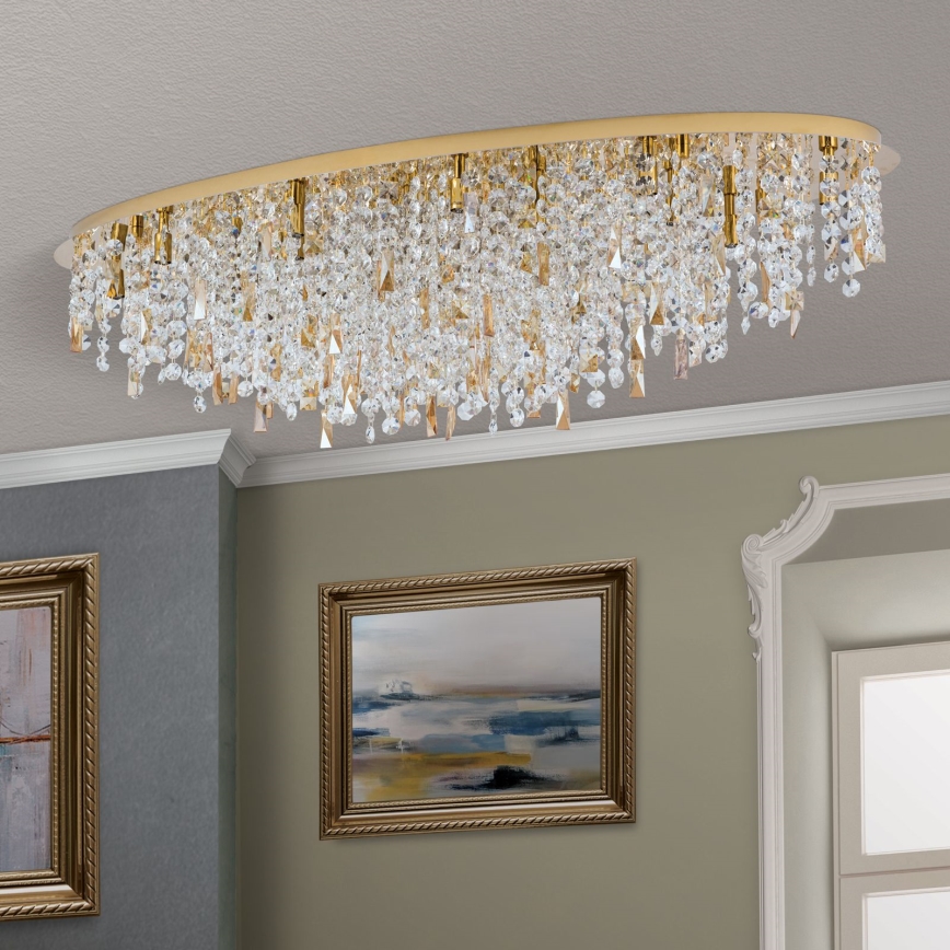 Plafón de cristal CRYSTALRIVER 21xG9/40W/230V dorado