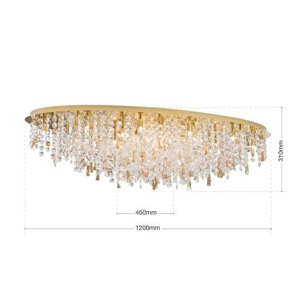 Plafón de cristal CRYSTALRIVER 21xG9/40W/230V dorado