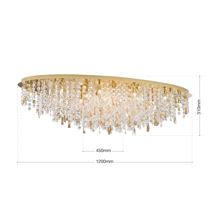 Plafón de cristal CRYSTALRIVER 21xG9/40W/230V dorado