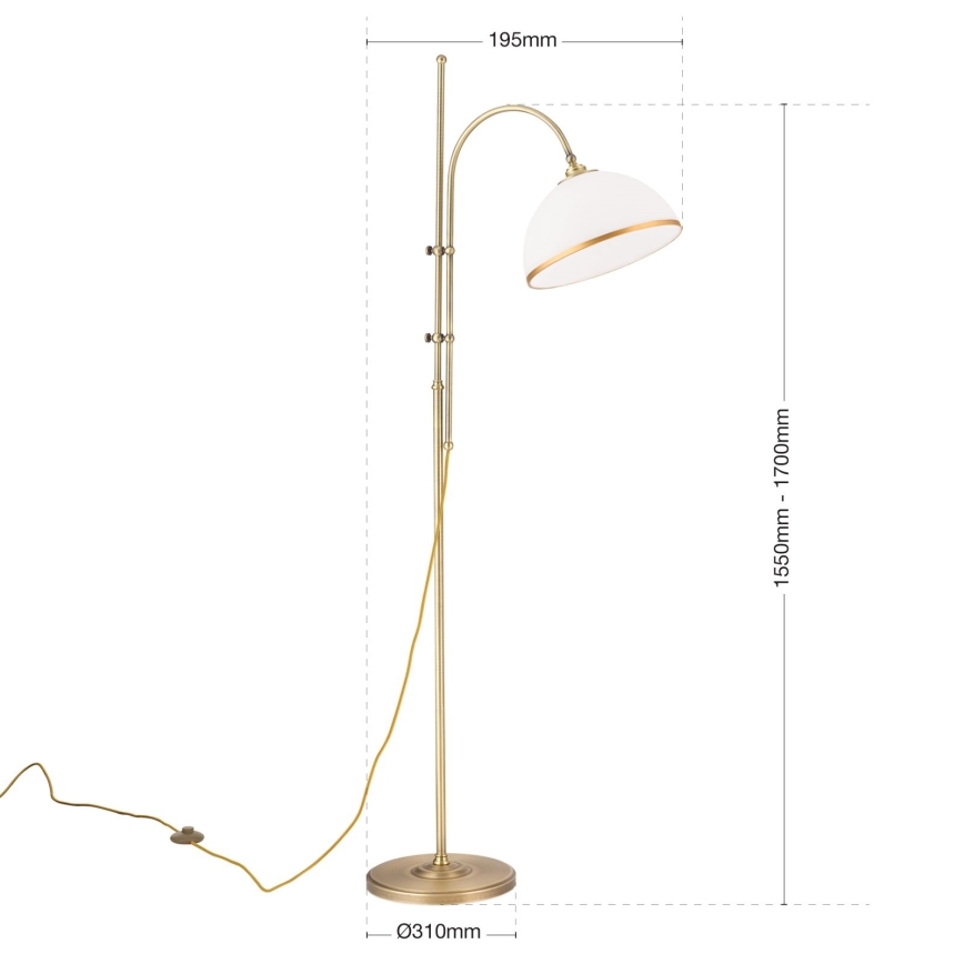 Lámpara de pie OLD LAMP 1xE27/40W/230V blanco/latón