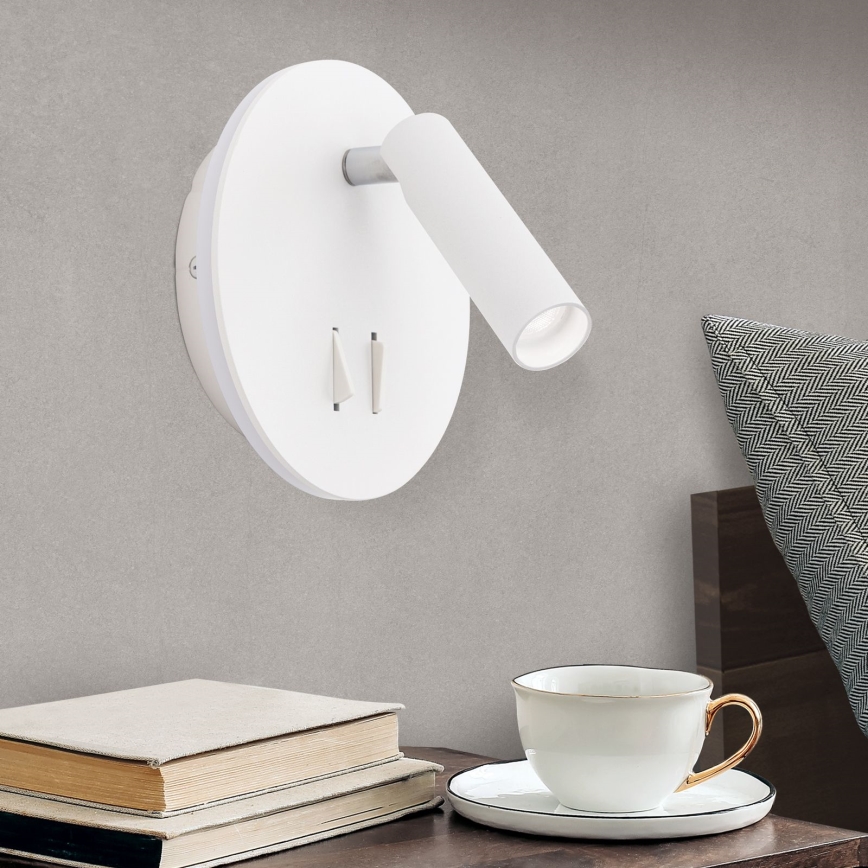 Foco LED de pared LENNY LED/6W/230V + LED/3W blanco