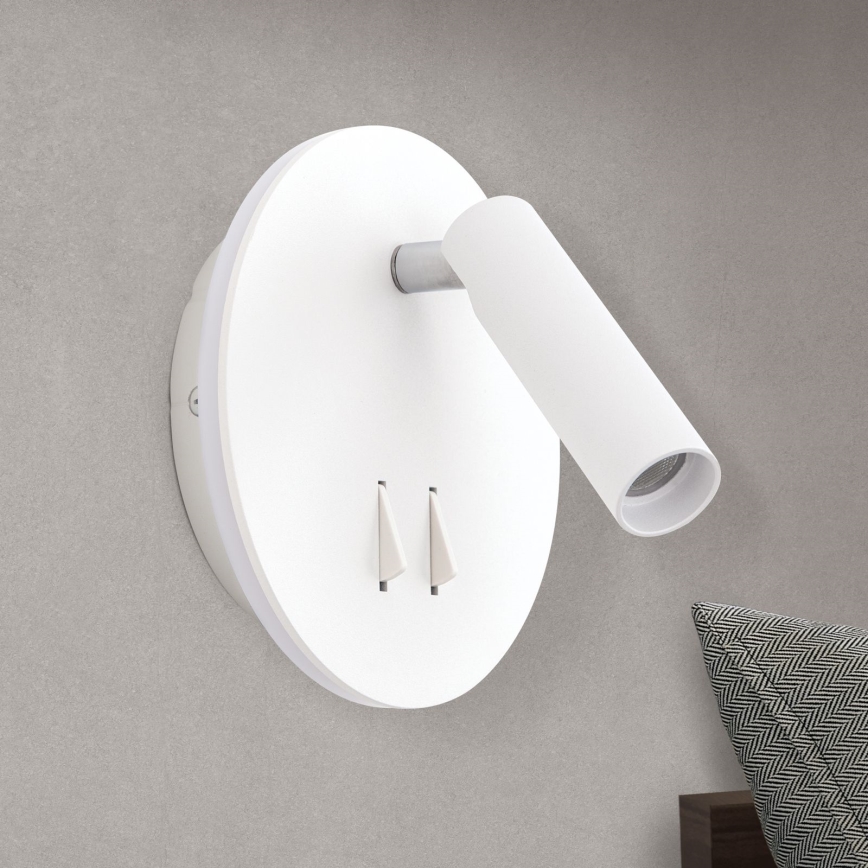 Foco LED de pared LENNY LED/6W/230V + LED/3W blanco