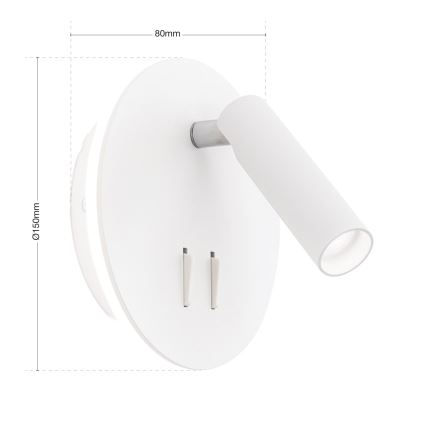 Foco LED de pared LENNY LED/6W/230V + LED/3W blanco