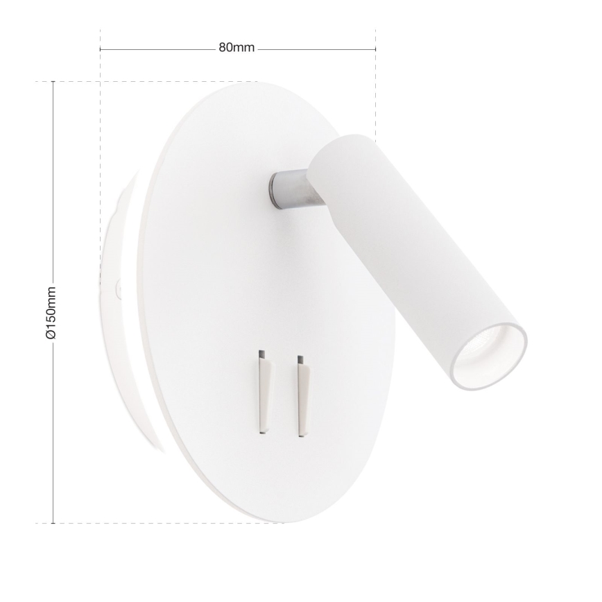 Foco LED de pared LENNY LED/6W/230V + LED/3W blanco