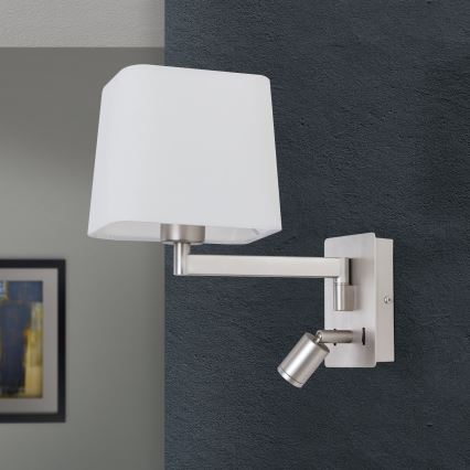 Aplique LED CARLTON 1xE27/40W/230V + LED/3W blanco/cromo mate