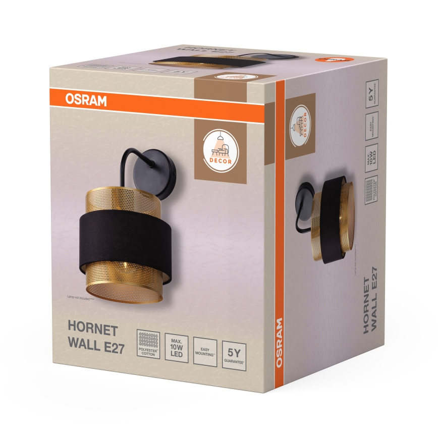Osram - Aplique de pared DECOR HORNET 1xE27/10W/230V negro/dorado