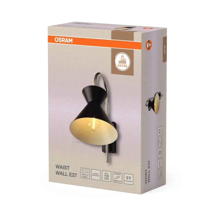 Osram - Aplique de pared DECOR WAIST 1xE27/40W/230V negro