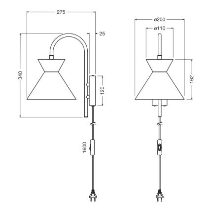 Osram - Aplique de pared DECOR WAIST 1xE27/40W/230V negro