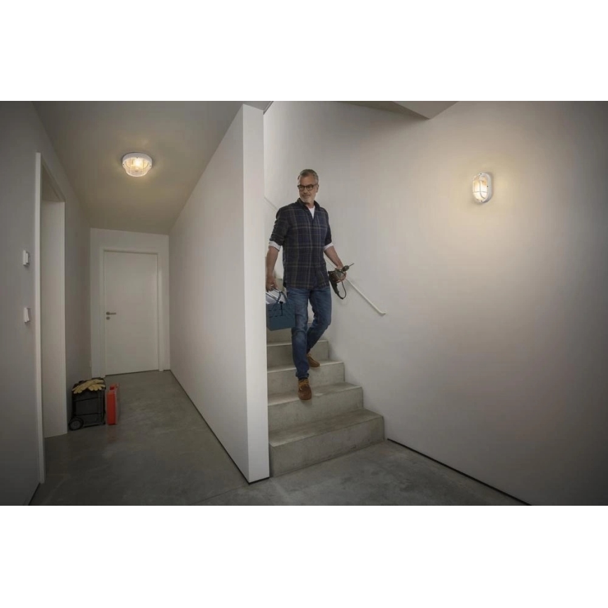 Osram - Aplique de pared exterior BULKHEAD 1xE27/10W/230V Ø 19 cm IP54 blanco