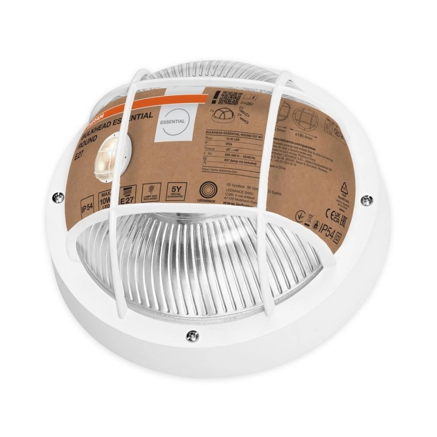 Osram - Aplique de pared exterior BULKHEAD 1xE27/10W/230V Ø 19 cm IP54 blanco