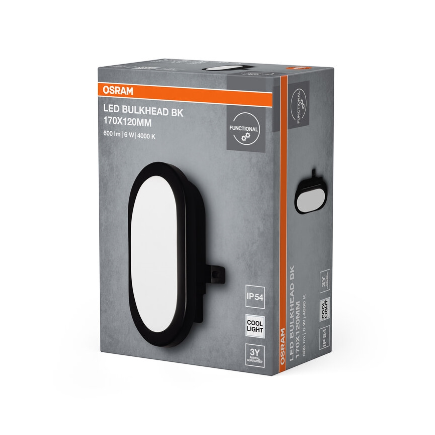 Osram - Aplique de pared exterior LED BULKHEAD/6W/230V IP54 negro