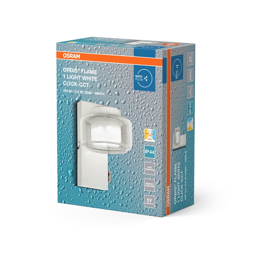 Osram - Aplique mural LED para baño ORBIS FLAME LED/5,5W/230V 3000/4000K IP44 blanco