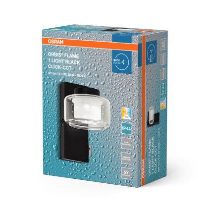 Osram - Aplique de pared para baño ORBIS FLAME LED/5,5W/230V 3000/4000K IP44 negro