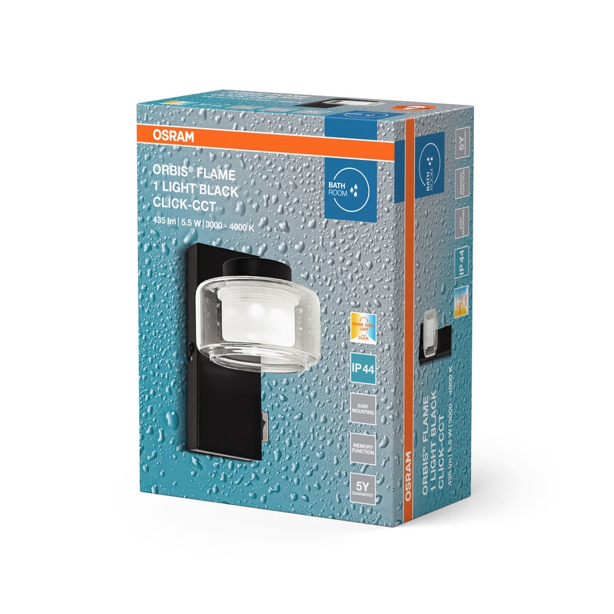 Osram - Aplique de pared para baño ORBIS FLAME LED/5,5W/230V 3000/4000K IP44 negro