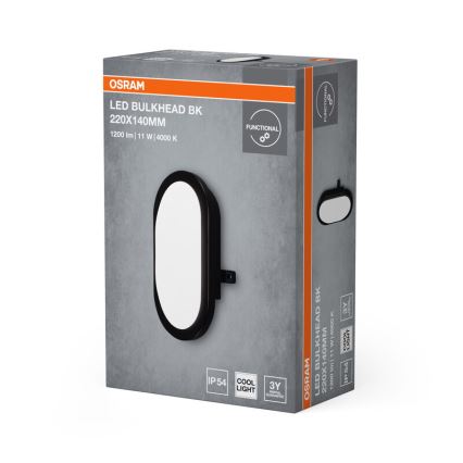 Osram - Aplique de pared LED para exterior BULKHEAD LED/11W/230V IP54 negro