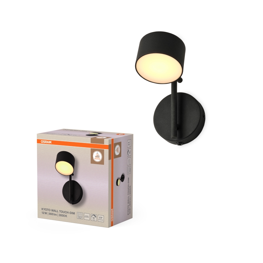 Osram - Aplique LED de pared regulable con control táctil DECOR KYOTO LED/12W/230V CRI 90 negro