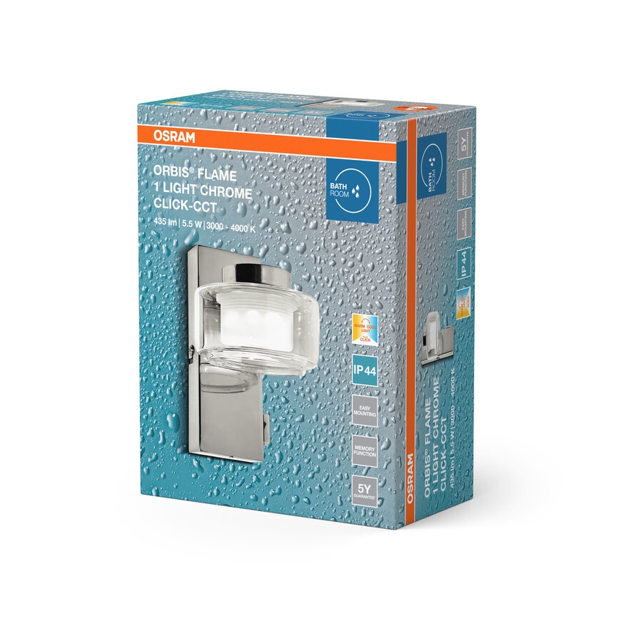 Osram - Aplique de pared para baño LED ORBIS FLAME LED/5,5W/230V 3000/4000K IP44 cromo brillante