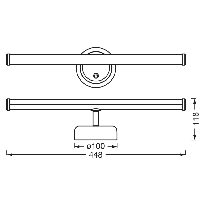 Osram - Aplique de pared táctil recargable y regulable NIGHTLUX LED/1,8W/5V negro