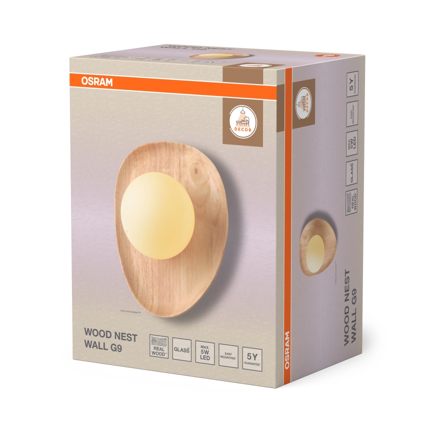 Osram - Aplique de pared WOOD NEST 1xG9/5W/230V en madera de caucho