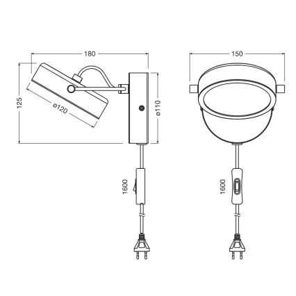 Osram - Aplique LED de pared DECOR PUCK LED/11W/230V negro